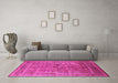 Machine Washable Oriental Pink Industrial Rug in a Living Room, wshurb1002pnk