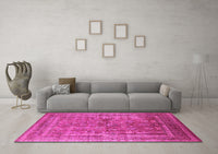 Machine Washable Oriental Pink Industrial Rug, wshurb1002pnk