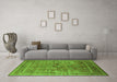 Machine Washable Oriental Green Industrial Area Rugs in a Living Room,, wshurb1002grn