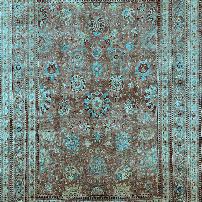 Machine Washable Oriental Light Blue Industrial Rug, wshurb1002lblu