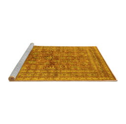 Sideview of Machine Washable Oriental Yellow Industrial Rug, wshurb1002yw