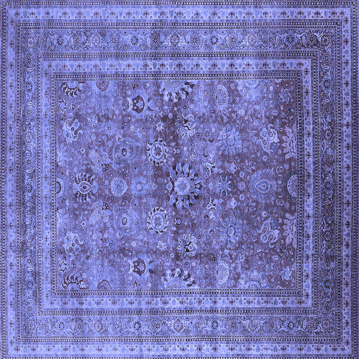 Square Machine Washable Oriental Blue Industrial Rug, wshurb1002blu