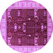 Round Oriental Purple Industrial Rug, urb1003pur