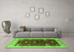 Machine Washable Oriental Green Industrial Area Rugs in a Living Room,, wshurb1003grn