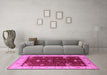 Machine Washable Oriental Pink Industrial Rug in a Living Room, wshurb1003pnk