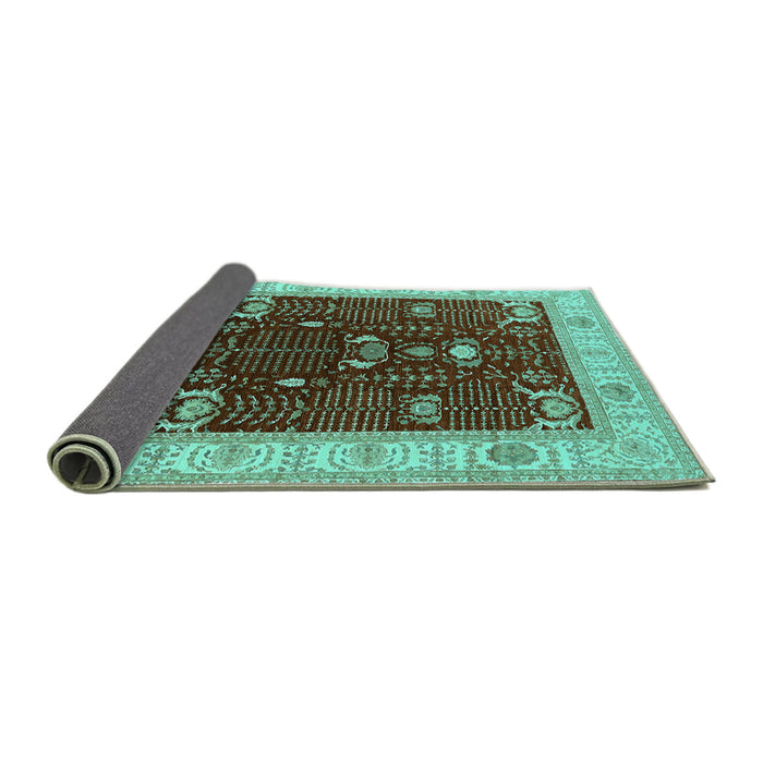 Sideview of Oriental Turquoise Industrial Rug, urb1003turq
