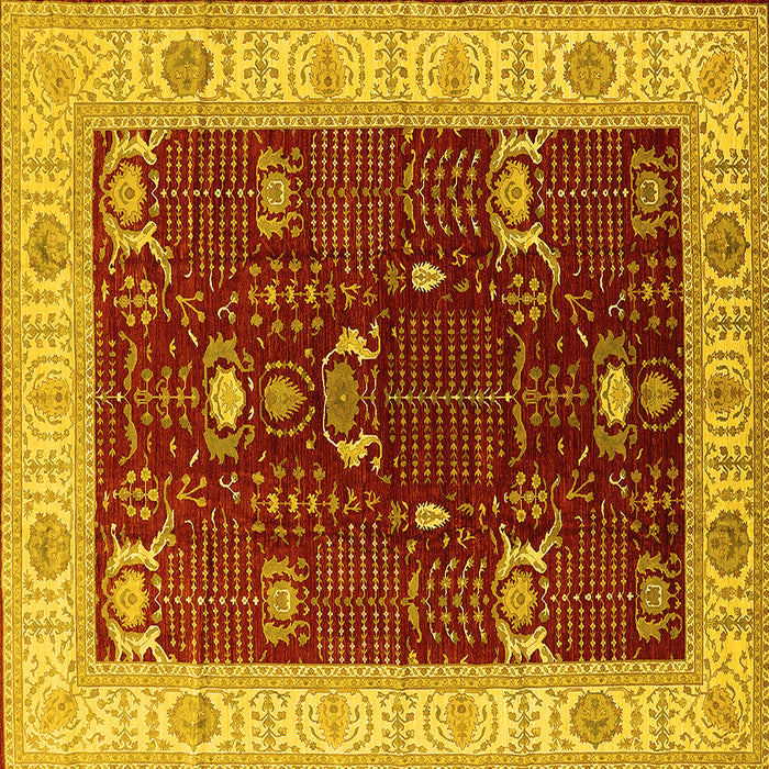Square Machine Washable Oriental Yellow Industrial Rug, wshurb1003yw