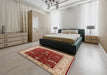 Mid-Century Modern Red Oriental Rug in a Bedroom, urb1003