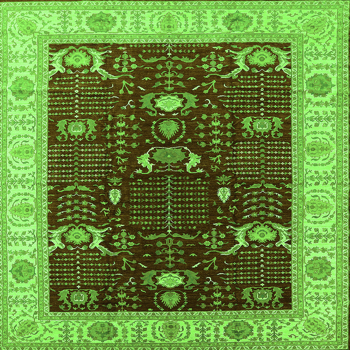 Square Machine Washable Oriental Green Industrial Area Rugs, wshurb1003grn