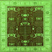 Square Machine Washable Oriental Green Industrial Area Rugs, wshurb1003grn