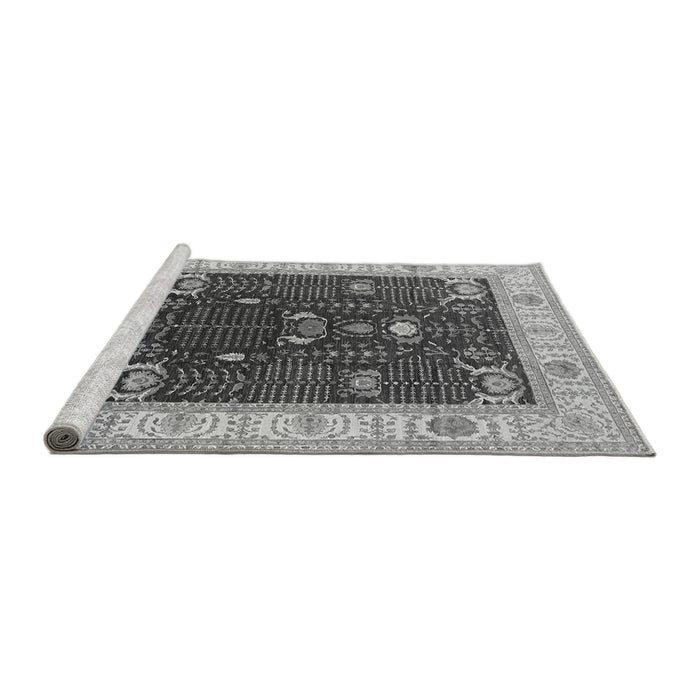 Sideview of Machine Washable Oriental Gray Industrial Rug, wshurb1003gry