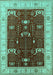 Machine Washable Oriental Turquoise Industrial Area Rugs, wshurb1003turq