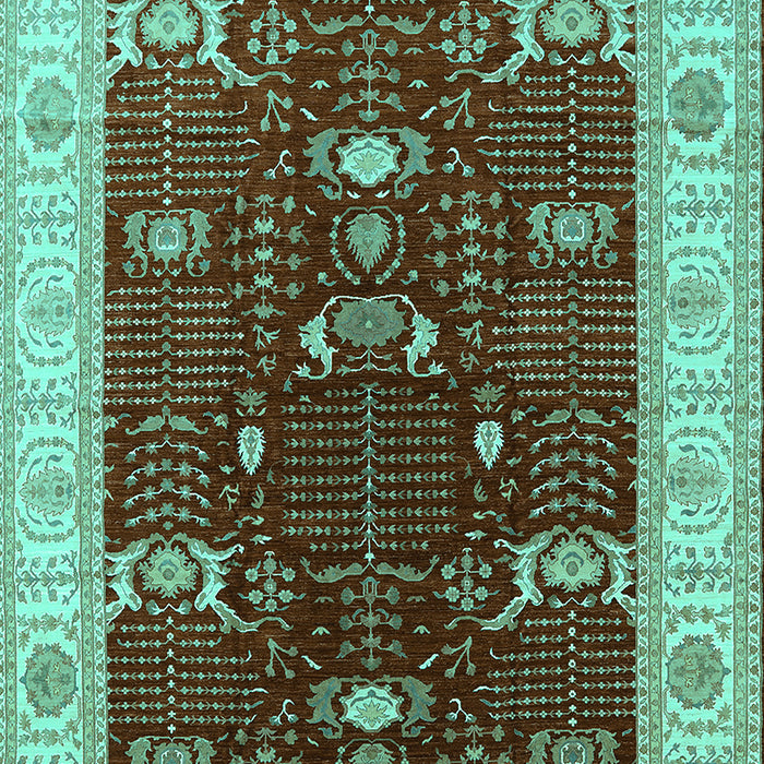 Machine Washable Oriental Turquoise Industrial Area Rugs, wshurb1003turq