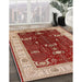 Mid-Century Modern Red Oriental Rug in Family Room, urb1003