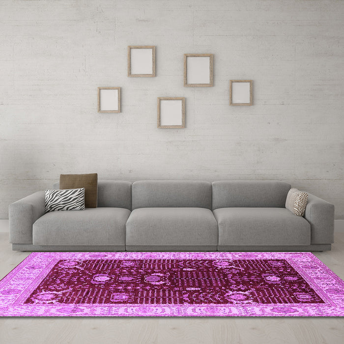 Machine Washable Oriental Purple Industrial Area Rugs in a Living Room, wshurb1003pur