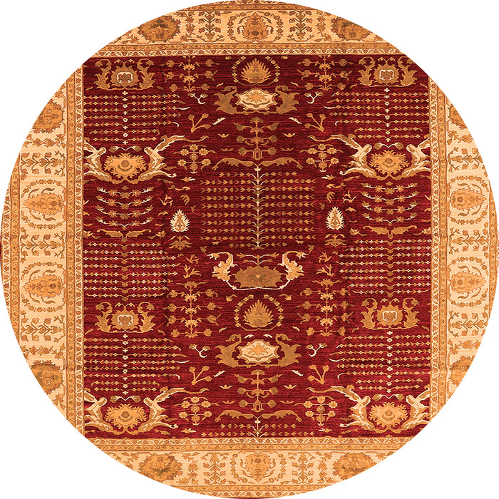 Round Oriental Orange Industrial Rug, urb1003org