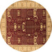 Round Oriental Brown Industrial Rug, urb1003brn