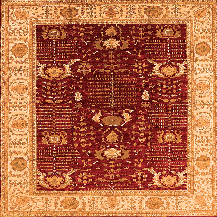 Square Oriental Orange Industrial Rug, urb1003org