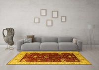 Machine Washable Oriental Yellow Industrial Rug, wshurb1003yw