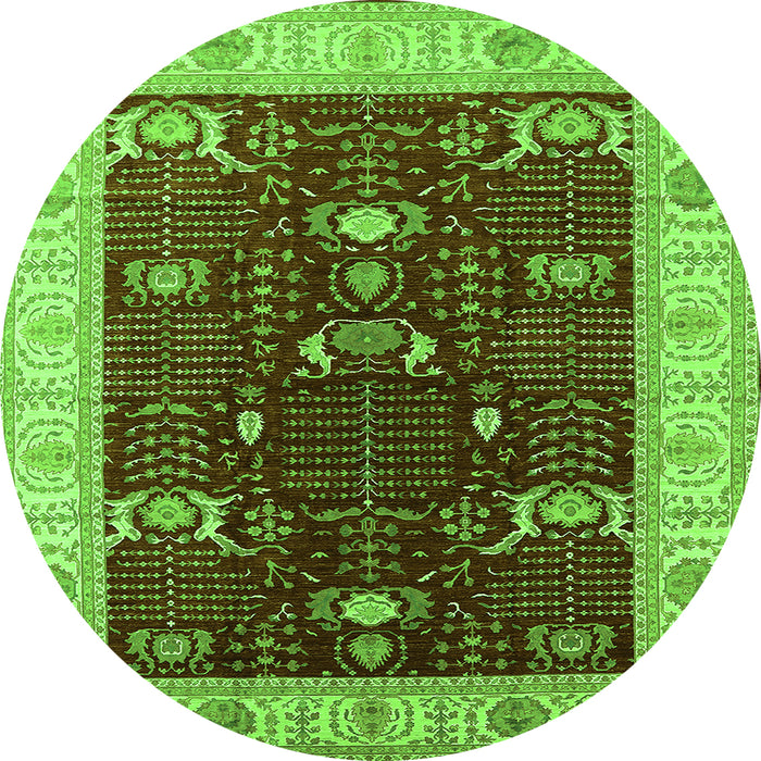 Round Oriental Green Industrial Rug, urb1003grn