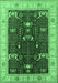 Machine Washable Oriental Emerald Green Industrial Area Rugs, wshurb1003emgrn