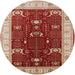 Round Mid-Century Modern Red Oriental Rug, urb1003