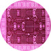 Round Machine Washable Oriental Pink Industrial Rug, wshurb1003pnk