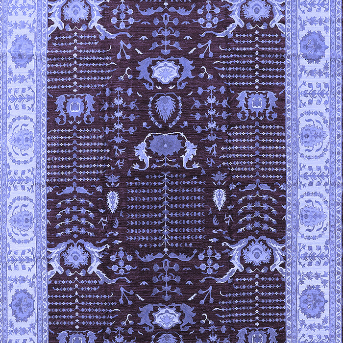 Machine Washable Oriental Blue Industrial Rug, wshurb1003blu