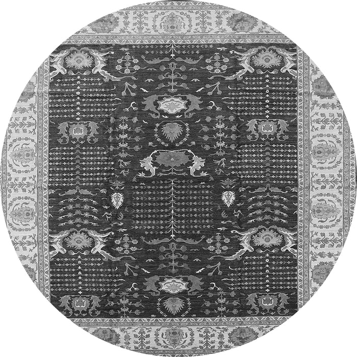 Round Oriental Gray Industrial Rug, urb1003gry
