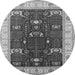 Round Oriental Gray Industrial Rug, urb1003gry