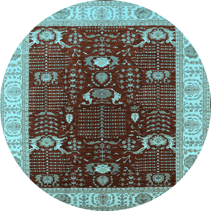 Round Oriental Light Blue Industrial Rug, urb1003lblu