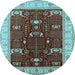 Round Oriental Light Blue Industrial Rug, urb1003lblu