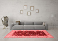 Machine Washable Oriental Red Industrial Rug, wshurb1003red