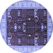 Round Oriental Blue Industrial Rug, urb1003blu