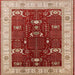 Square Mid-Century Modern Red Oriental Rug, urb1003