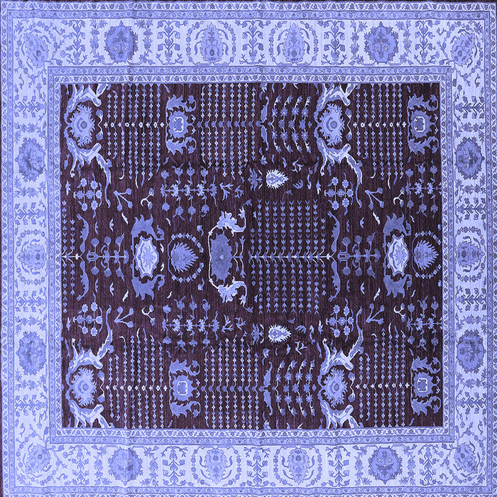 Square Machine Washable Oriental Blue Industrial Rug, wshurb1003blu