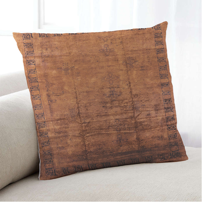 Lifestyle Image of Mid-Century Modern Urban Square Neon Orange Throw Pillow, 18 inch by 18 inch, pwurb1004