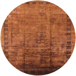 Round Machine Washable Industrial Modern Neon Orange Rug, wshurb1004