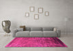 Machine Washable Oriental Pink Traditional Rug in a Living Room, wshurb1004pnk