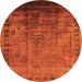 Round Machine Washable Oriental Orange Traditional Area Rugs, wshurb1004org