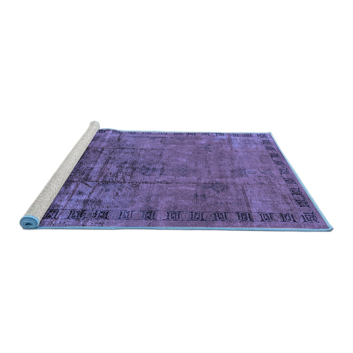 Sideview of Machine Washable Oriental Blue Traditional Rug, wshurb1004blu