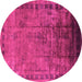 Round Oriental Pink Traditional Rug, urb1004pnk