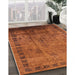 Mid-Century Modern Neon Orange Oriental Rug in Family Room, urb1004