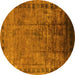 Round Oriental Yellow Traditional Rug, urb1004yw