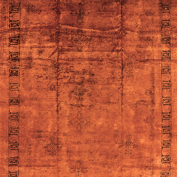 Machine Washable Oriental Orange Traditional Area Rugs, wshurb1004org