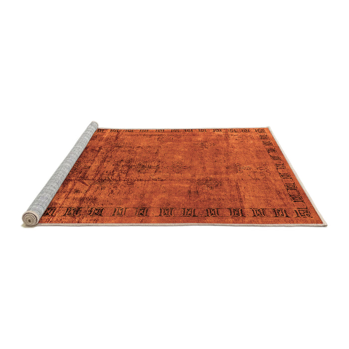 Sideview of Machine Washable Oriental Orange Traditional Area Rugs, wshurb1004org