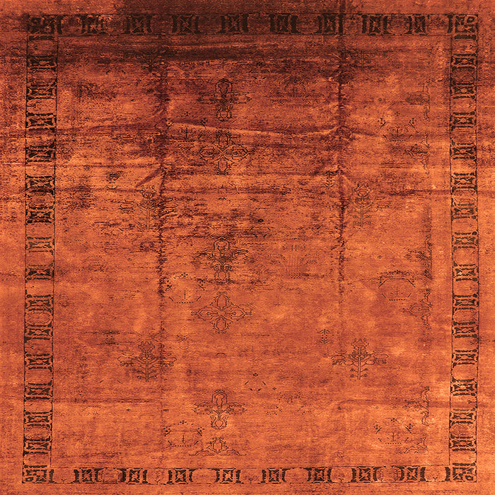 Square Machine Washable Oriental Orange Traditional Area Rugs, wshurb1004org