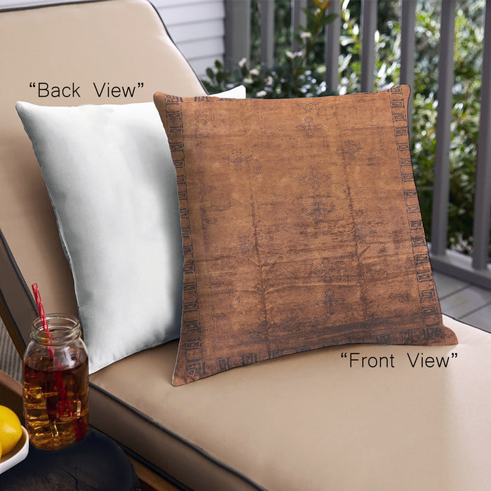 Front View of Mid-Century Modern Urban Square Neon Orange Throw Pillow, 18 inch by 18 inch, pwurb1004
