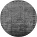 Round Machine Washable Oriental Gray Traditional Rug, wshurb1004gry