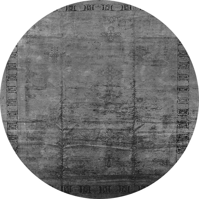 Round Oriental Gray Traditional Rug, urb1004gry